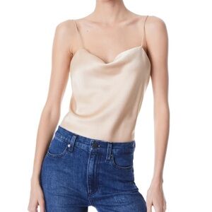 Alice + Olivia Elegant Cream Satin Cami Top